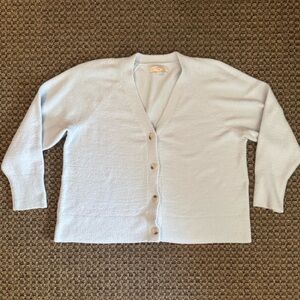 Loft Plus Size 16/18 Cashmere-like Button Down Cardigan Sweater Light Blue